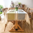 thumbnail image 4 of Enova Home 54"x 80" High Quality Tablecloth with Tassels, Rectangle Cotton and Linen Table Protector Cover for Table Decoration (Blue Green), 4 of 6