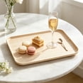 thumbnail image 4 of JHyouerji Imitation Wood Grain Plastic Serving Tray 17x12in Anti Slip Raised Feet Fruit Snack Storage Platter Stackable Kitchen Dinner Tray, 4 of 7