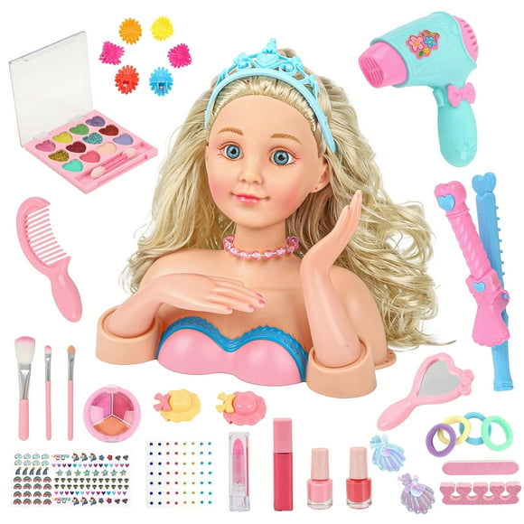 Kit de maquillaje para peinar y cabeza de muñeca Everideals con cosméticos reales