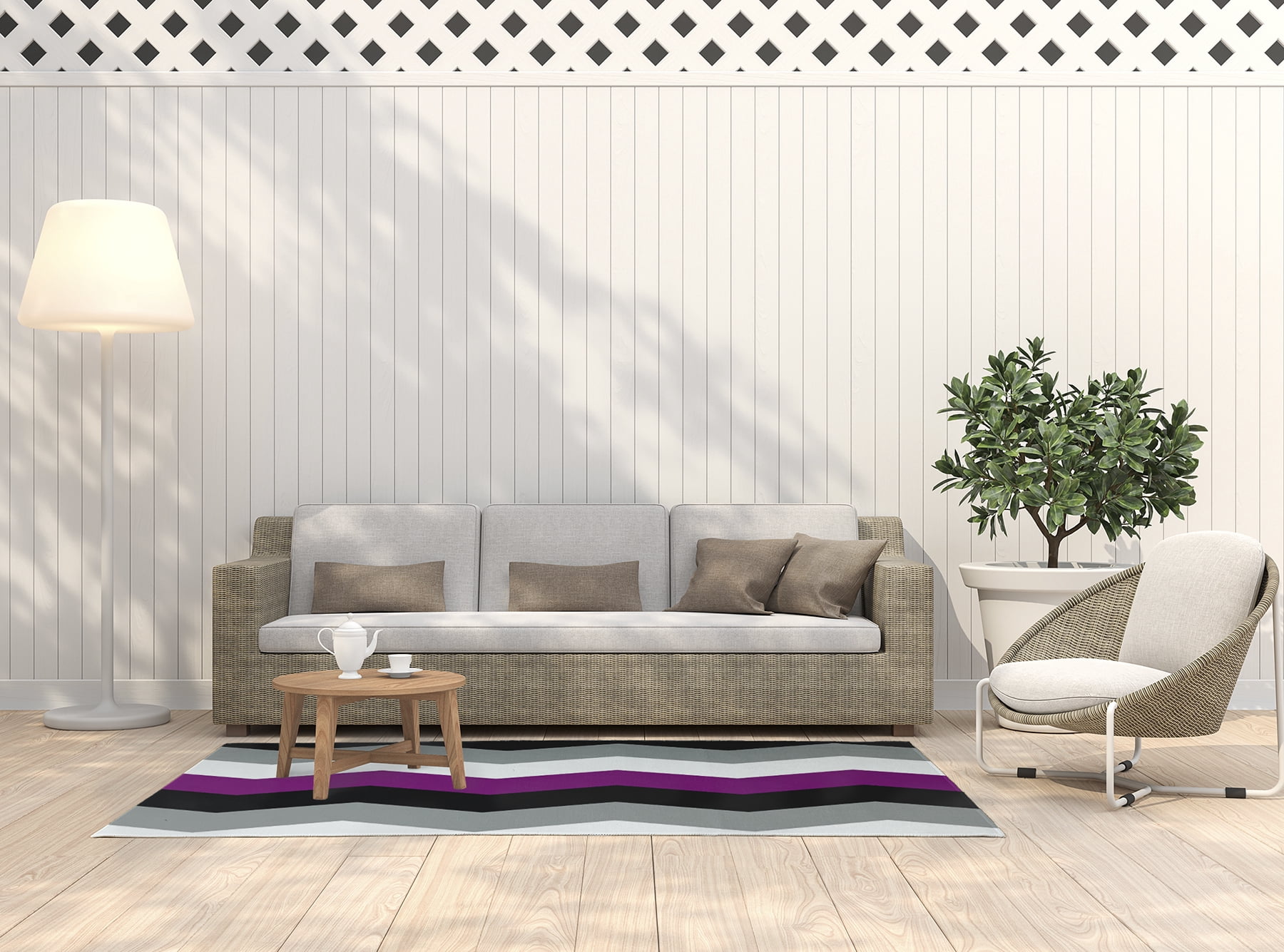 Simply Daisy 5' x 7' Asexual Chevron Asexual Chevron Chenille Indoor/Outdoor Rug