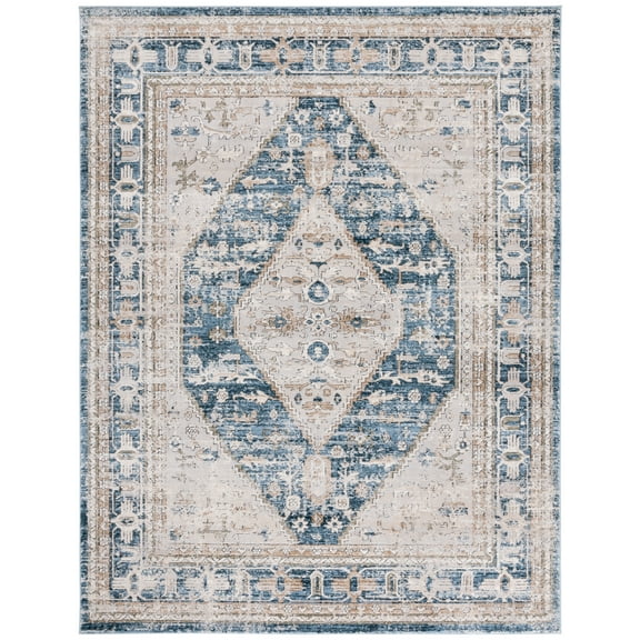 SAFAVIEH Rosewood Zander Medallion Area Rug, Ivory/Blue, 9' x 12'