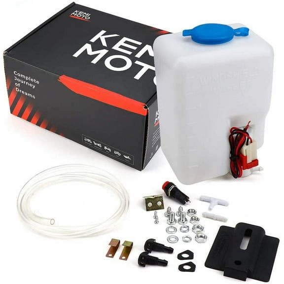 KEMIMOTO Universal 12V Windshield Washer Bottle Tank Pump Wiper System Reservoir Kit for Polaris RZR Ranger General