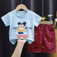 thumbnail image 4 of KPOPLK Toddler Boys Girls Fashion Outfits Set Kids Summer Short Sleeve T Shirts Tops Shorts Outfits Clothes Set(Sky Blue,3-4 Years), 4 of 4