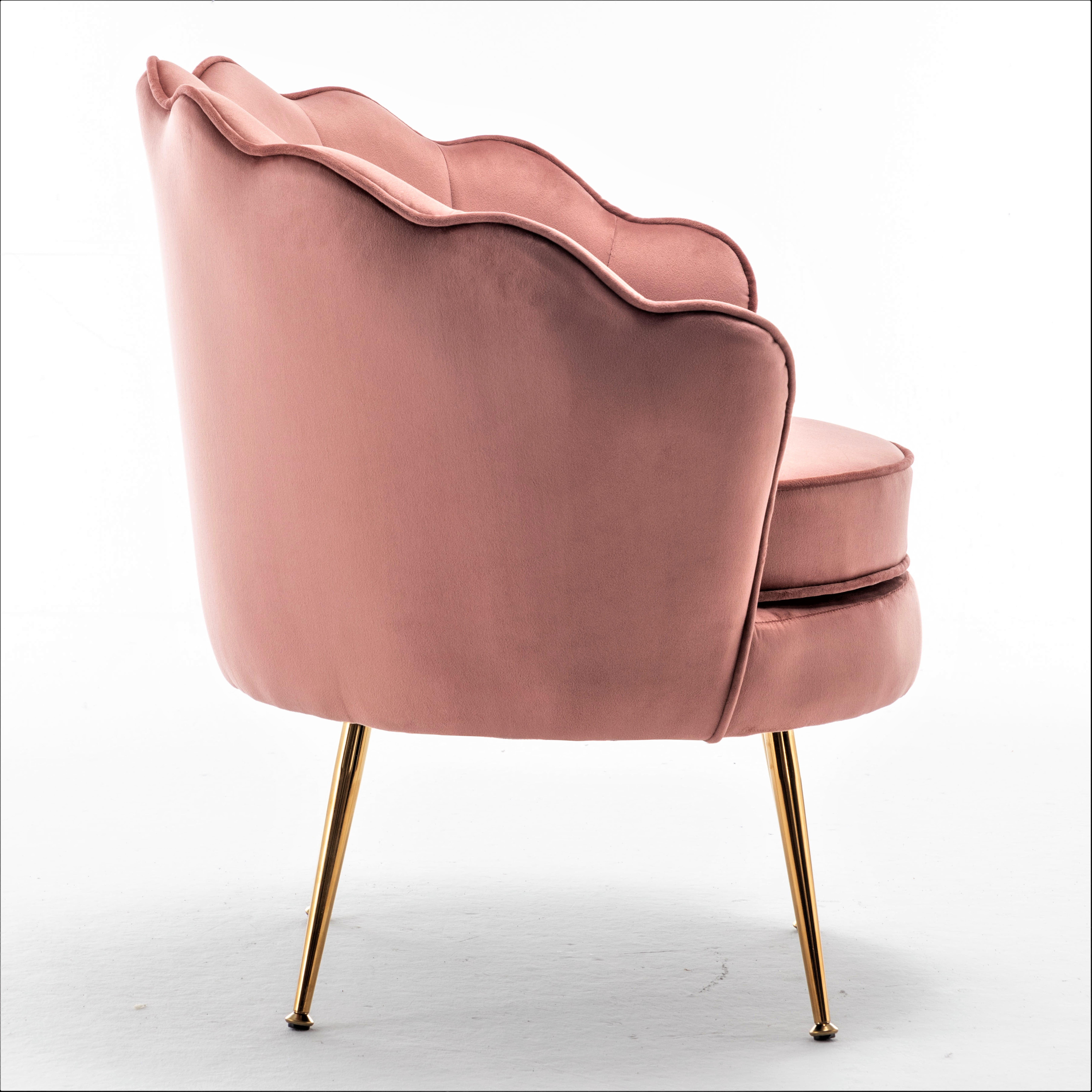 US Pride Furniture Cavett 28.3" Wide Velvet Barrel Chair with Gold Metal Legs Rose