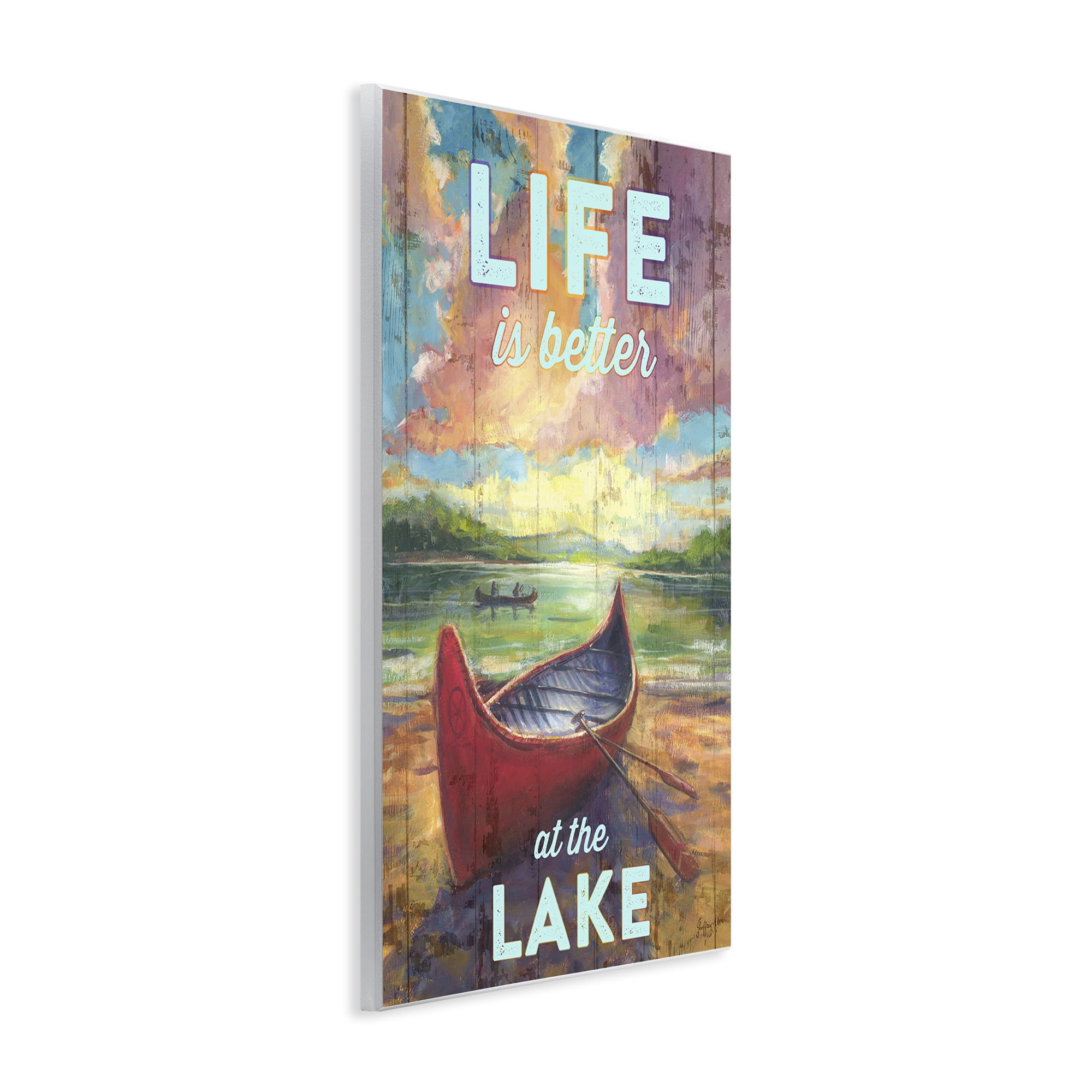Stupell Industries Life At Lake with Canoe Transportation Painting Unframed Art Print Wall Art, 13 x 19