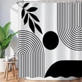 thumbnail image 3 of Boho Shower Curtain Mid Century Modern Shower Curtains for Bathroom Black and White Geometric Minimalist Bohemian Waterproof Fabric Bathroom Shower Curtain Set 72x72 Inch, 3 of 6