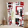 thumbnail image 3 of Homewish Geometric Stripe Art Black Out Curtains,Abstract Square Line Curtains Pack of 2 (42x63 Each),Red White Black Bedroom Curtains For Adults,Super Cozy Room Decor, 3 of 6