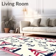 thumbnail image 2 of ODIKA 2'x3' Machine Washable Non-Slip Area Rug, Lighthouse Harbor Sailboat Anchor Maritime Adventure Theme High Traffic Rug with Pad, Pink, 713401, 2 of 8
