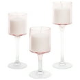 thumbnail image 3 of Koyal Wholesale Long Stem Glass Candle Holders, Set of 3 (Blush Pink), 3 of 5