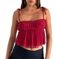 thumbnail image 1 of Blusa de Verano Sin Mangas con Hombros Descubiertos y Peplum para Mujer Rojo S, 1 of 7