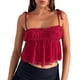 thumbnail image 1 of Blusa de Verano Sin Mangas con Hombros Descubiertos y Peplum para Mujer Rojo S, 1 of 7