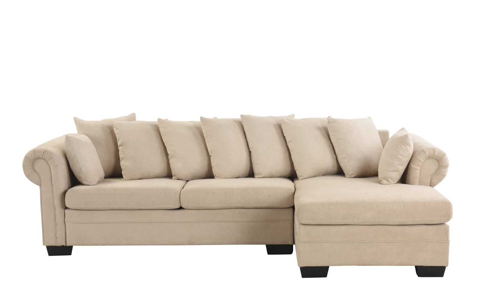 Traditional Modern Fabric Sectional Sofa L Shape Couch Wide Chaise Lounge Beige 