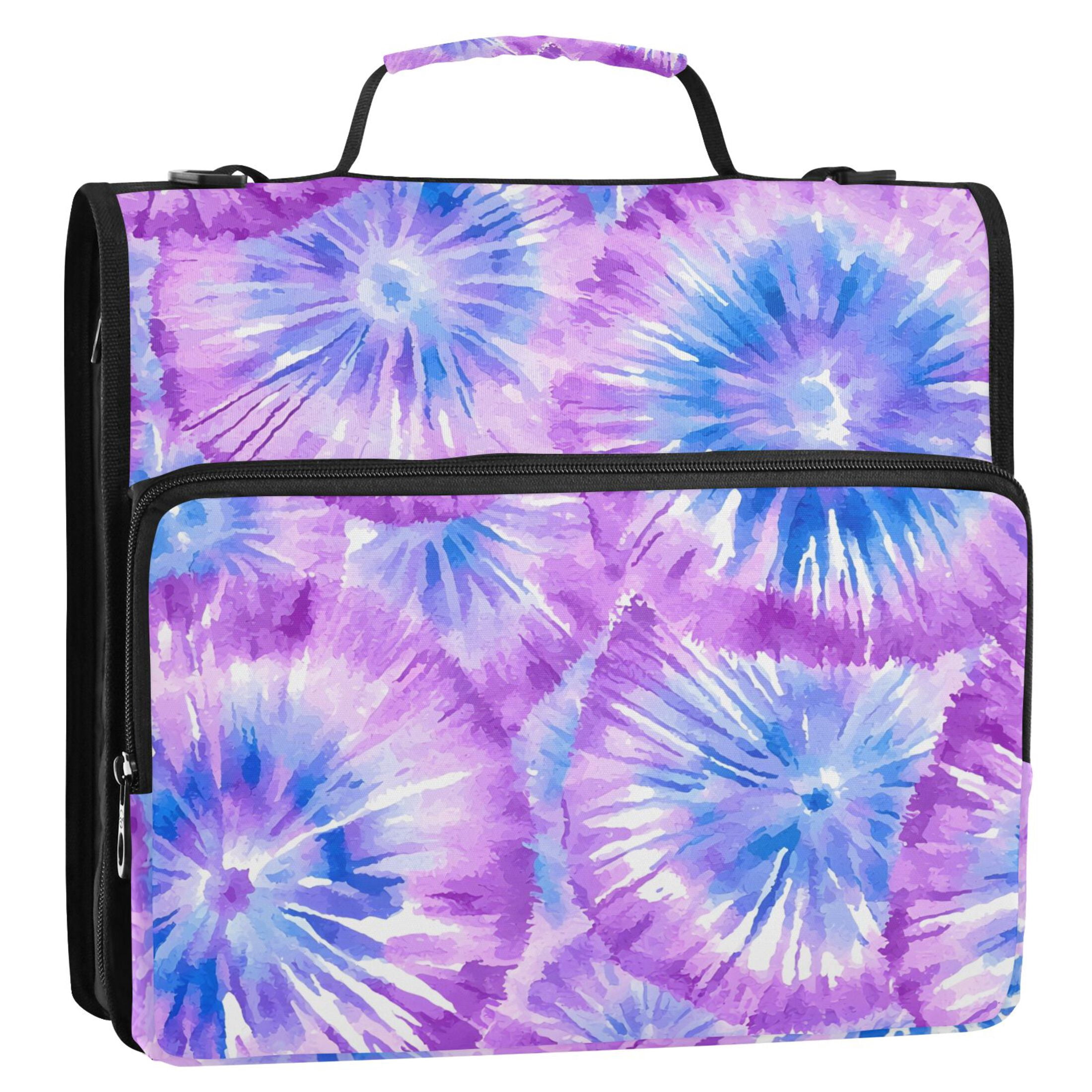 ALAZA Zipper Binder Tie-dye Purple-p2 3 Ring Trapper Keeper File Folder Organizer Bag