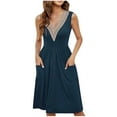 thumbnail image 2 of DailyTrove Women's Contrast Strap Slip Dress, Pocketed, Evening Event & Date Night Outfit, Stretchy Jersey Fabric, 2 of 6