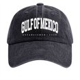 thumbnail image 3 of Womens Beach Hat Women Retro Washed Denim Gulf Coast Print Baseball Hat Black One Size, 3 of 4