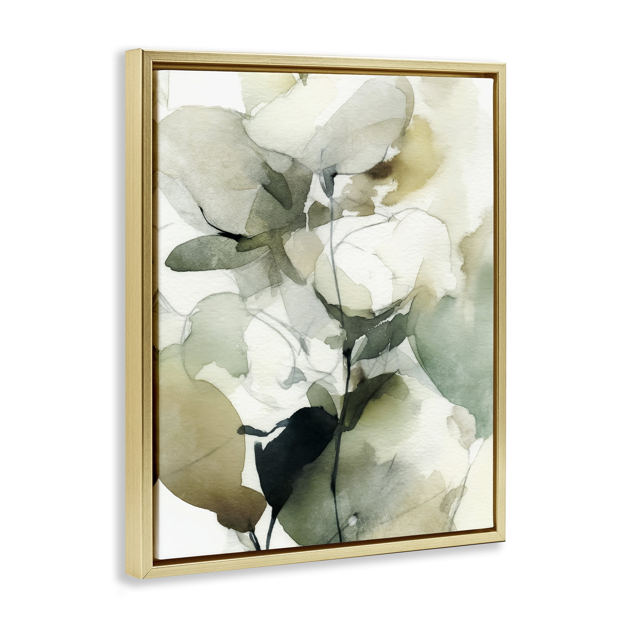 Stupell Industries Floral Branches in Motion Gold Framed Floater Canvas Wall Art, design by Svetlana Aleynikova