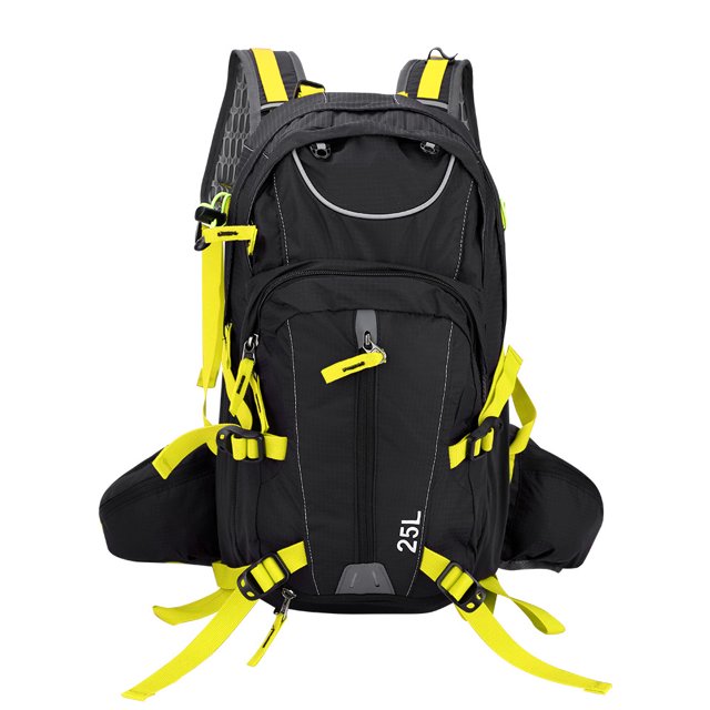 Mochila impermeable para viajes en bicicleta, senderismo, acampada, escalada, con cubierta para la lluvia, color negro y amarillo