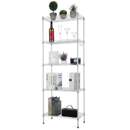 

Likein 5 Tier Wire Shelving Metal Storage Rack Shelf Heavy Duty Organizer Storage Rack with Leveling Feet Kitchen Garage Pantry Sundry Organizer Shelves Unit Warehouse Clearance (Silver)