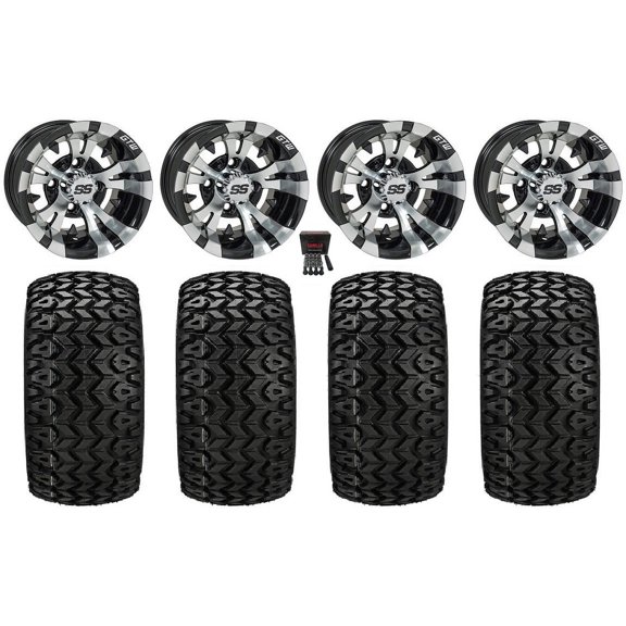 GTW Vampire 14" Golf Cart Wheels Black 23" Sierra Sport Tires E-Z-GO & Club Car