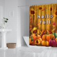 thumbnail image 2 of Hello Fall Pumpkin Maple Leaf Shower Curtain,Washable Show Curtain with Hooks Retro Polyester Fabric Curtains for Bathroom Bathtub Autumn Holiday, 2 of 5