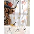 thumbnail image 6 of Fall Highland Cow Sheer Curtains 63 inches Long, Watercolor Pumpkin Flower Thanksgiving Light Filtering Sheer Window Curtains Rod Pocket Voile Drapes for Bedroom Living Room, 52"W x 63"L 2 Panels, 6 of 7