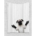 thumbnail image 1 of Animal Decor Tapestry, Spiritual Funny Bulldog with Leather Gloves on Wood Board Funny Cute Image, Wall Hanging for Bedroom Living Room Dorm Decor, 40W X 60L Inches, Black White, by Ambesonne, 1 of 1