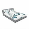 thumbnail image 3 of Ambesonne Vintage Fitted Sheet & Pillow Sham Set, Retro Roller Skates, Twin, Teal White, 3 of 3
