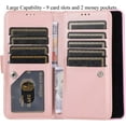 thumbnail image 2 of Wallet Case for Samsung Galaxy S21 5G, Magnetic Handbag Zipper Pocket PU Leather Flip with 9 Card Slots and Wrist Strap Folio TPU Inner Stand Case - Rose Gold, 2 of 14