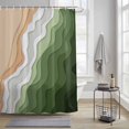 thumbnail image 4 of Abstract Shower Curtains for Bathroom, Forest Green Gradient Ocean Beach Waves Washable Fabric Shower Curtain with Hooks Waterproof Bathroom Decor Sets, 72 x 96 Inches, 4 of 9