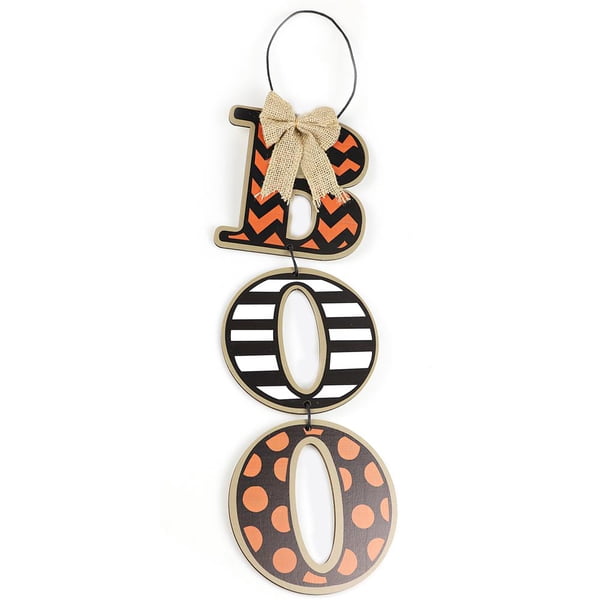 Inteprter Adorno colgante de para Halloween, decoración del hogar, colgante de letras Boo, artesanía de madera, Festival fantasma, decoración Kits de decoración para fiestas Inteprter HA017385-00