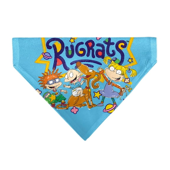 Rugrats Pet Bandana Rugrats Four Character Group Pose and Title Logo Light Blue Slip On Collar Bandana Only