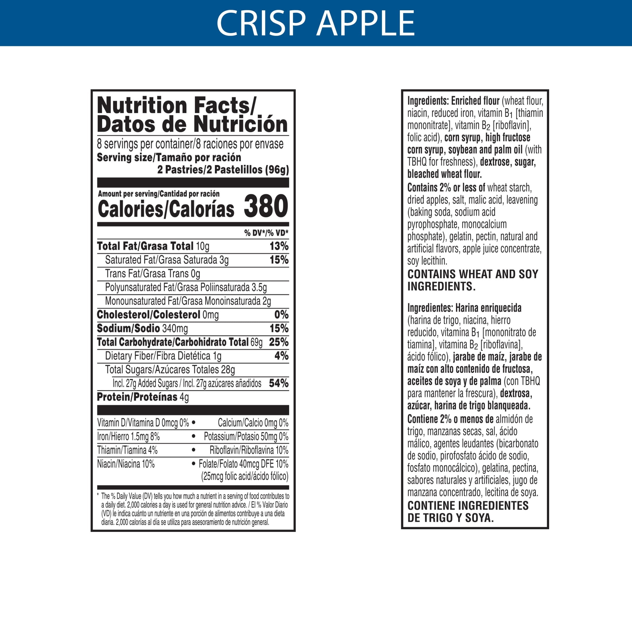 Pop-Tarts Frosted Crisp Apple Toaster Pastries, Breakfast Foods, Shelf-Stable, 27 oz (16 Count)