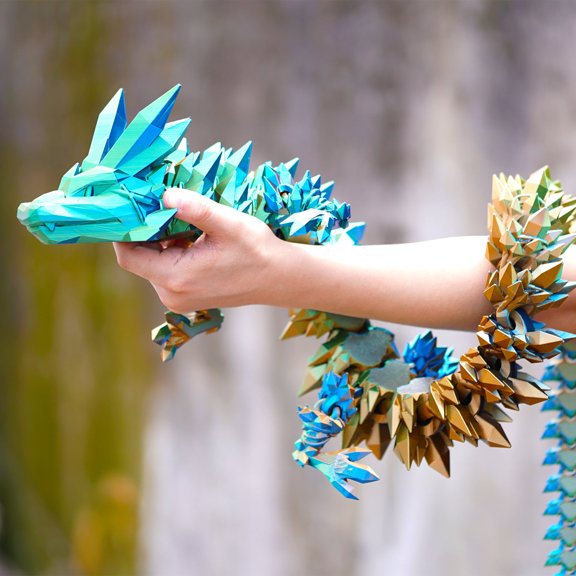 48.82inch 3D Printed Crystal Dragon,Flexible Joint Animal lacertid Figurines,Realistic Eyes, Home Office Decor,Fidget Toy for Adults Teens Boy Festival Gifts