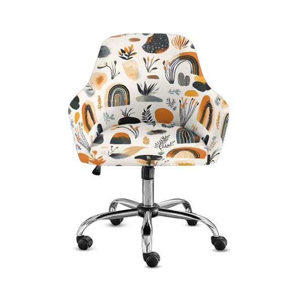 Xoenoiee Abstract Boho Geometric Art Print Stretch Back Dining Chair Cover with Armrest Accent Chair Cover Slipcover with Arm, Washable Upholstered Arm Dining Chair Protector for Dining Living Room
