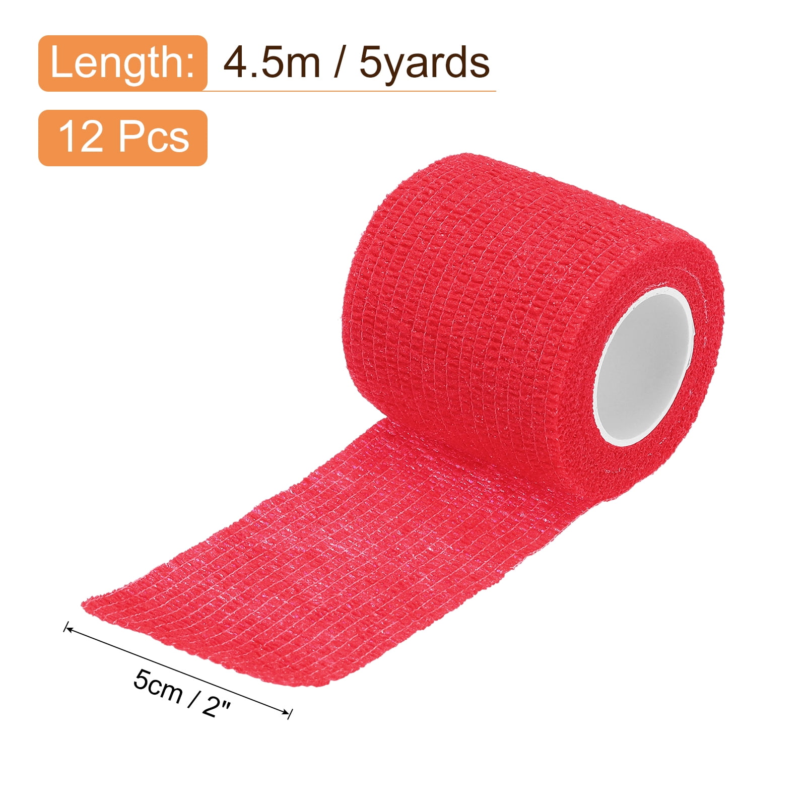 12 Rolls Adhesive Elastic Tape Elastic Bandage,2" x 5 Yards Wrap Stretch Wrist Knee Tape,Red