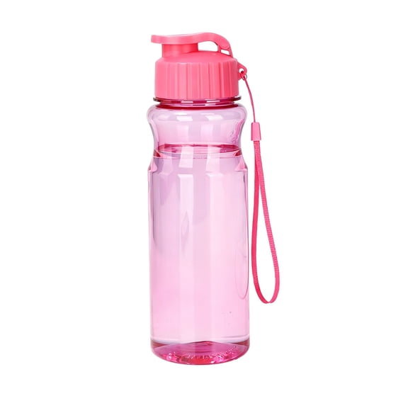 JHyouerji 550ml Lightweight Plastic Sports Water Bottle 7x5x3 Inch,Pink Leak Spout Portable Lanyard Drink Cup for Gym Outdoor Daily Use