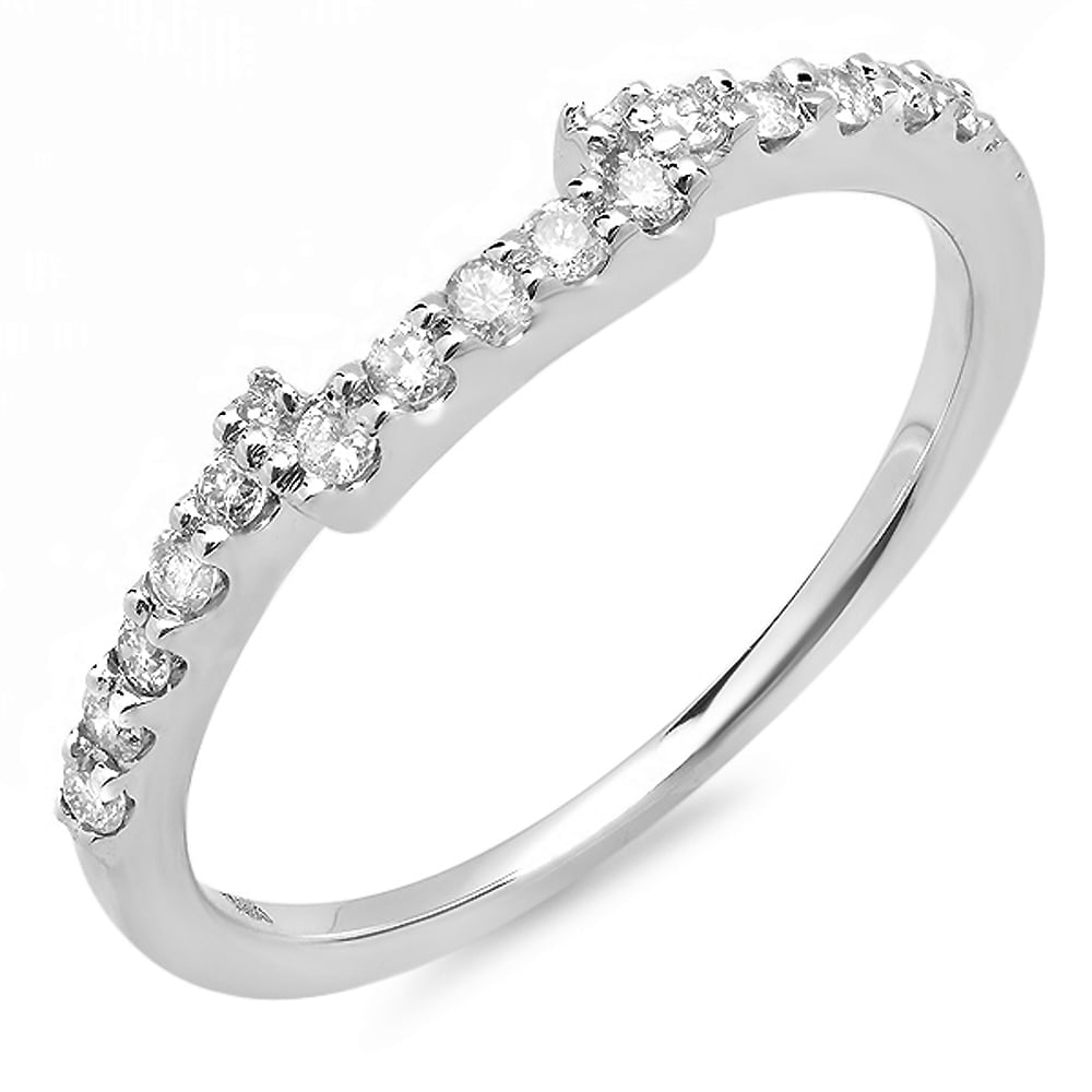 ctw Dazzlingrock Collection 0.25 Carat 14k Round Diamond Ladies Anniversary Wedding Band Guard Ring 1/4 CT White Gold
