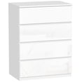 thumbnail image 1 of HOMCOM Commode à 4 Tiroirs à Fini Très Lustré avec Chemin de Table en Métal Blanc, 1 of 10