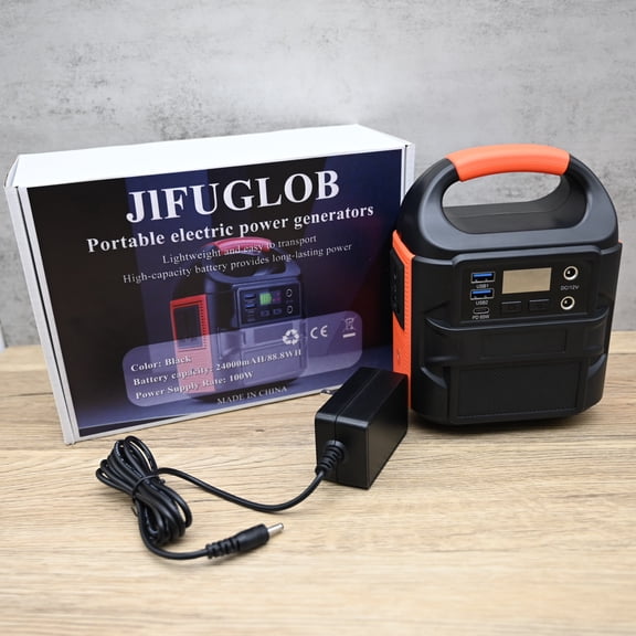 JlFUGLOB Portable electric power generators Lightweight 24000mAh/100W High Capacity Power Station with 88.8Wh Battery for Outdoor & Emergency Use