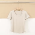 thumbnail image 2 of Kajonyu Women's Nylon Spandex Crew Neck Short Sleeve Basic Workout Top, 2 of 6