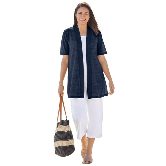 Woman Within Plus Size Lightweight Open Front Cardigan Sweater