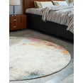 thumbnail image 5 of Unique Loom Chromatic Collection Area Rug - Tybee (8' Round Beige/Blue), 5 of 7