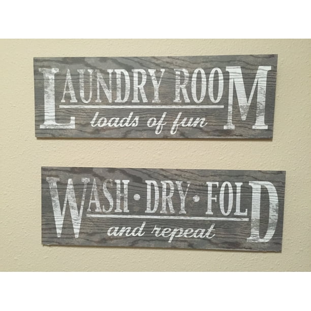 Gango Home Decor Classic Gray Laundry Room Wall Art Signs Two 18x6in Wood Mounted Prints Com - Wall Decor Signs For Home Gango Home Decor Classic Gray Laundry Room Wall Art Signs Two 18x6in Wood Mounted Prints Com - Wall Decor Signs For Home