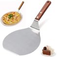 thumbnail image 4 of Sartenes para pizza, pala para pizza de acero inoxidable, mango de madera, pala redonda para pizza, herramienta para hornear en la cocina, 4 of 5