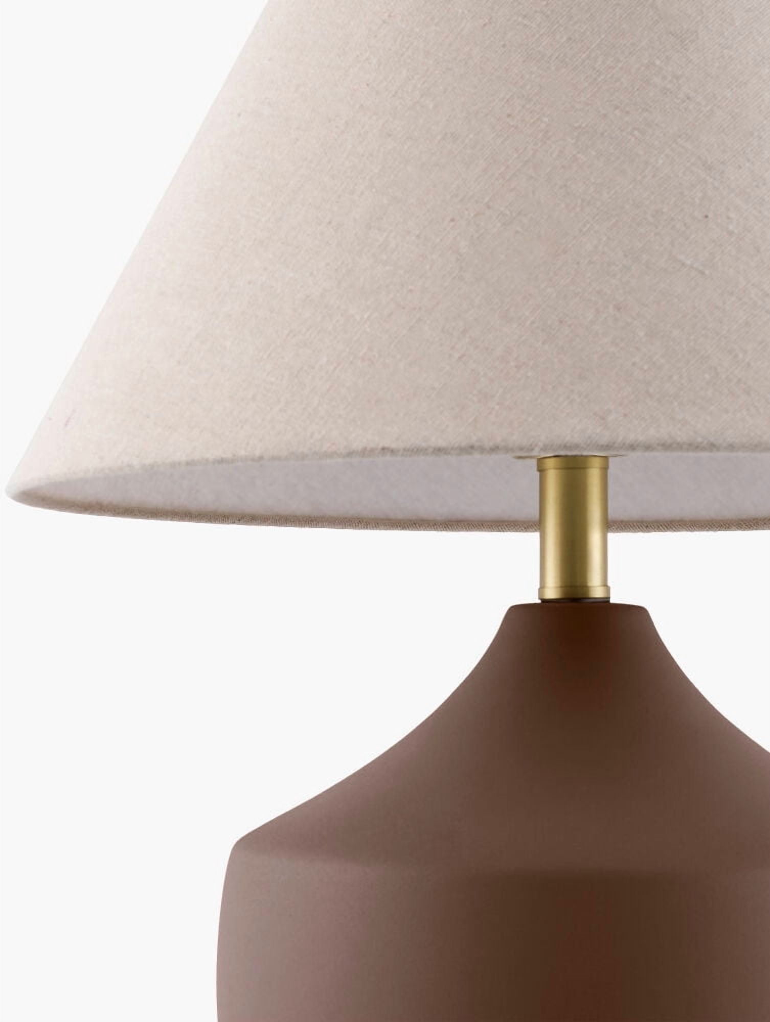 Livabliss Table Lamps, 22" Benson Rustic Bedside Nightstand Table Lamp for Bedroom Living Room Office, Brown Body with White Beige Shade (22"H x 16"W x 16"D)