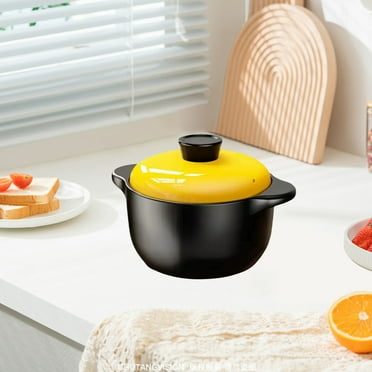 Clearance & Promo, Yellow Cover Casserole Soup Slow Cooker, Household Porridge and Rice Pot, Resistant to Dry Burning, Universal for Gas Flame Up to 30% OFF | Ceramics, Yellow, Angeler
