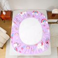 thumbnail image 5 of Castle Fairy Rainbow Unicorn 4 Pieces Queen Sheet Sets,Floral Rainbow Ultra Soft Flat Sheet,Princess Castle Queen Fitted Sheet for Girls,Breathable Home Decor, 5 of 7
