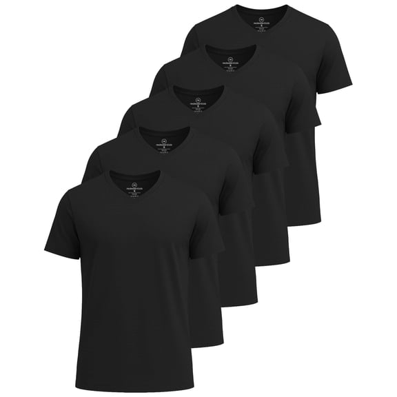 Real Essentials 5 Pack: Men's Breeze Tech V-Neck Dry Fit T-Shirts Moisture Wicking Athletic Workout & Gym Shirts (Big &Tall)