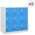 thumbnail image 1 of vidaXL Locker Cabinets 5 pcs Light Grey and Blue 90x45x92.5 cm Steel, 1 of 5