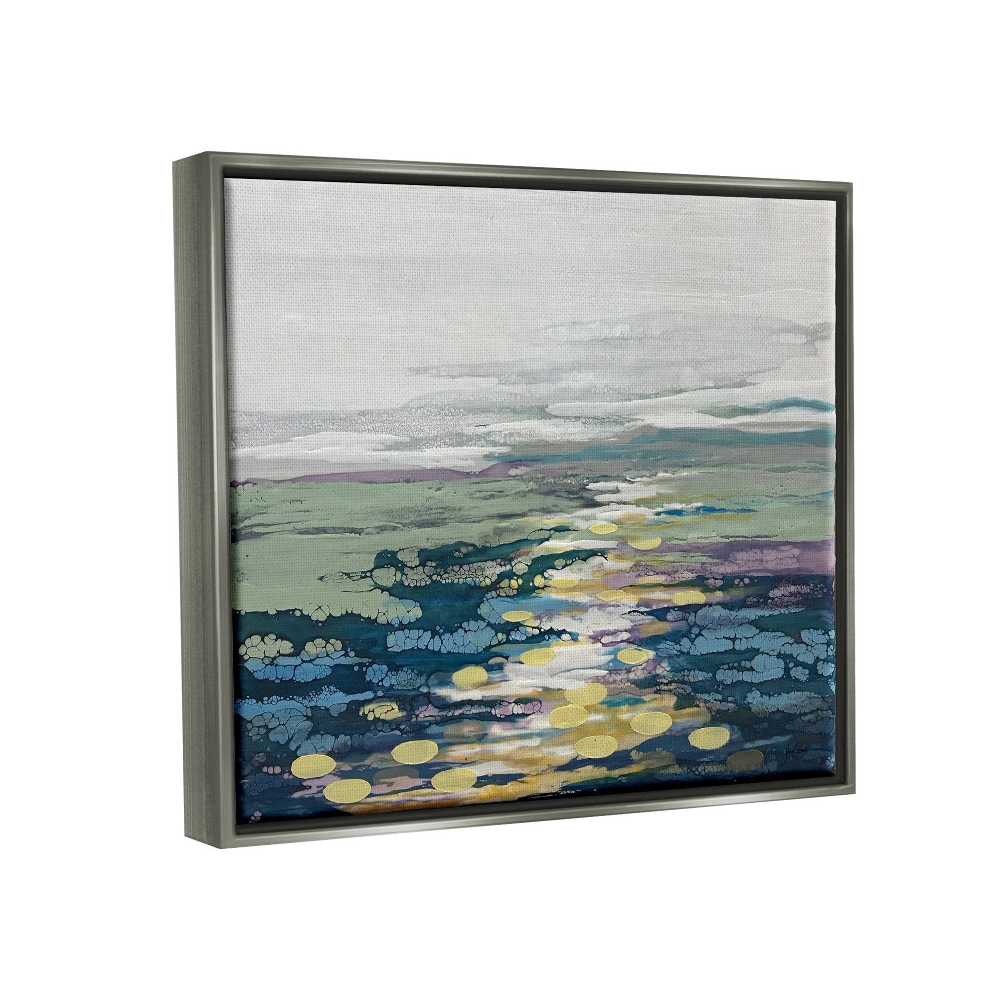Stupell Industries Vivid Sea Water Ocean Surface Ripples Collage Painting Luster Gray Floating Framed Canvas Print Wall Art, Design by Stacy Gresell